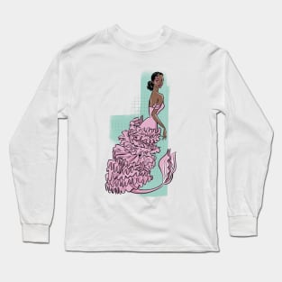 afro american mermaid in rose fashion Long Sleeve T-Shirt